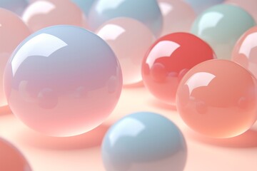 Geometric shapes. Pastel spheres abstract background