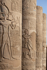 Columns covered with hieroglyphs, Kom Ombo, Aswan