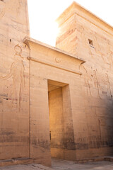 Façade of the main entrance of the Philae Temple in Aswan