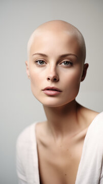 beautiful bald woman portrait in studio