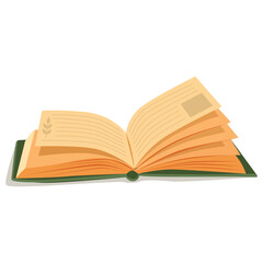Open book on white isolated background.