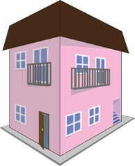 Casa rosa perspectiva