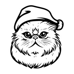 Christmas cat, Cute Exotic Shorthair Cat in Santa hat head, Generative AI.