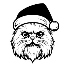 Christmas cat, Cute Persian Cat in Santa hat head, Generative AI.