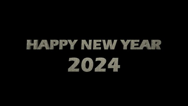 3d render of happy new year  2024 sign on black background