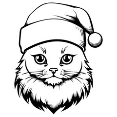 Christmas cat, Cute Ragdoll Cat in Santa hat head, Generative AI.
