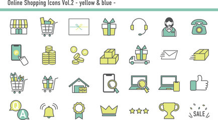 オンラインショップアイコンセットB　03　黄色と水色