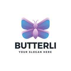 Butterfly logo vector gradient colorful style