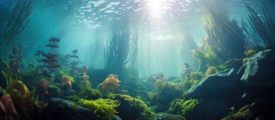 Underwater kelp forest in California's reef.