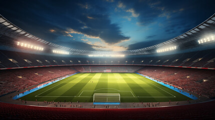 Soccer Spectacle: 3D Rendering of a Packed Football Arena, Unleashing the Roar of the Crowd on the Vibrant Pitch