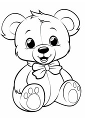Fototapeta premium Bear colouring page, Colouring Book Page for Kids 