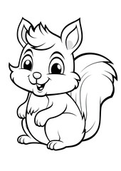 Squirrel  colouring page, Colouring Book Page for Kids 