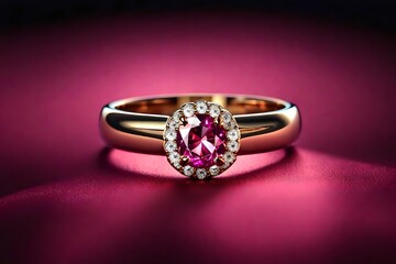 gold ring in pink diamond