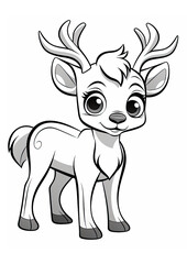 Reindeer colouring page, Colouring Book Page for Kids 