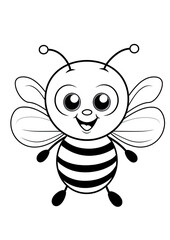 Bee colouring page, Colouring Book Page for Kids 