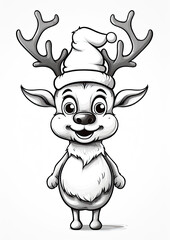 Obraz premium Reindeer colouring page, Colouring Book Page for Kids 