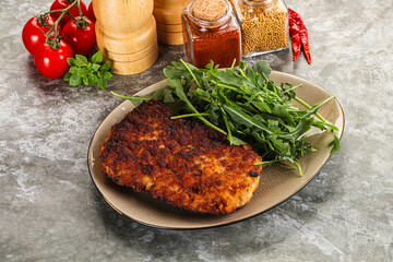 Tasty roasted breaded meat schnitzel