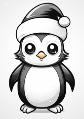 Fototapeta premium Penguin colouring page, Colouring Book Page for Kids 