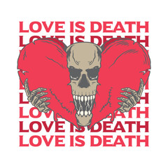 Skull skeleton holding a broken love sign