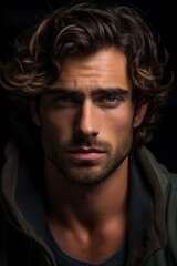 Obraz premium The handsome individual in a contemplative mood, their smart eyes reflecting deep thoughts. The HD camera captures the complexity of their emotions, creating a powerful and introspective image.