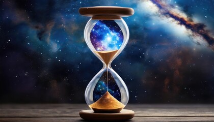 Hourglass with universe inside, galaxy inside hourglass - obrazy, fototapety, plakaty