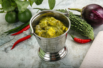 Indian cuisine - palak paneer cheese with spinach