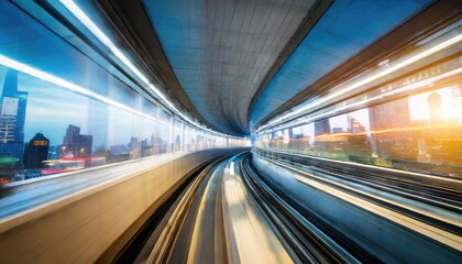 Subway tunnel with Motion blur of a city from inside 