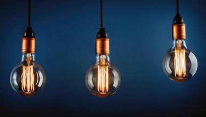  Vintage fashionable edison lamp. Creative idea concept, designer lamp, modern interior item. Lighting, electricity, background with lamp - obrazy, fototapety, plakaty