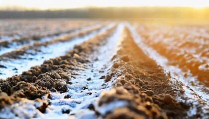 Winter farm field. Agriculture and agribusiness - obrazy, fototapety, plakaty