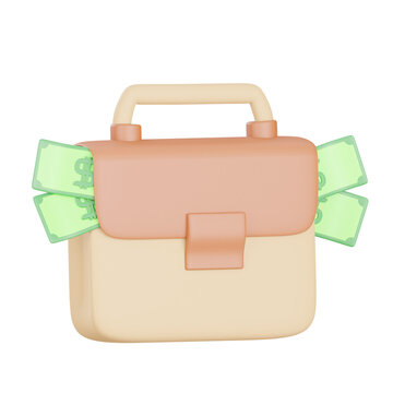 Money in Briefcast 3d Illustration