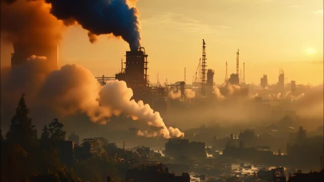 Factory smoke causes air pollution