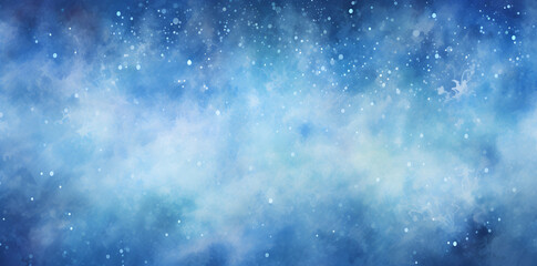 a watercolor wallpaper with blue ice crystals in the sky 1 - obrazy, fototapety, plakaty