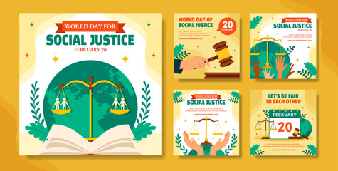Social Justice Day Social Media Post Flat Cartoon Hand Drawn Templates Background Illustration