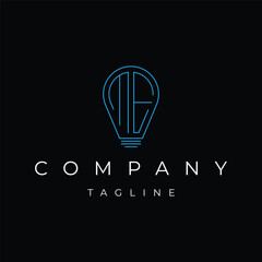 Letter ME initial lamp solution bulblight icon logo design vector template