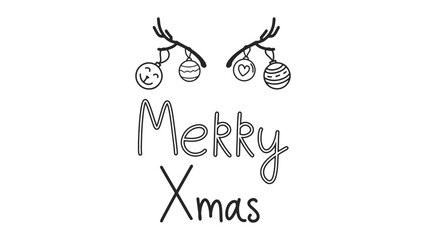 Christmas doodle, vector illustration in hand lettering style on a white background.