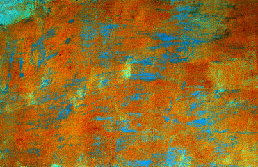 Multicolored grunge texture on rusty metal
