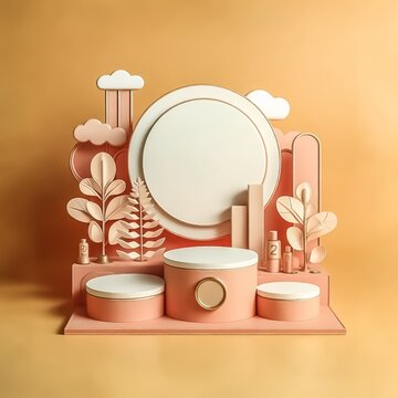 Podium for displaying products, orange tone