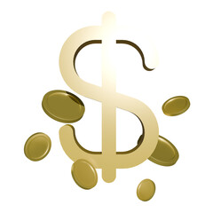3D golden dollar symbol icon coin