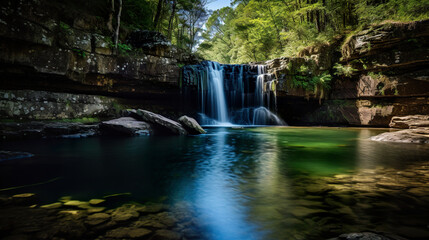 Fototapeta na wymiar Waterfall in the woods. Generative Ai