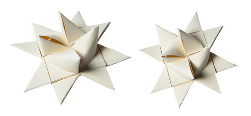 Beige Origami Star, isolated on white or transparent background cutout.