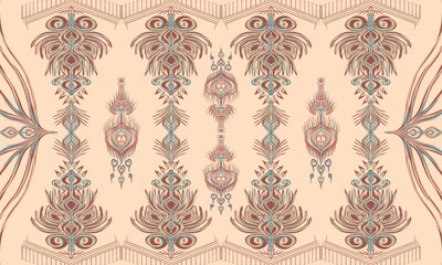 Beautiful Handmade Tribal Pattern, Ethnic Abstract Cream Background - Folk Embroidery Art, Peruvian, Indian, Asian, Moroccan, Turkish and Uzbek, Aztec Geometric Prints.