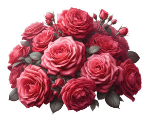 Fototapeta premium beautiful bunch of roses as a center piece bouquet on white background