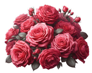 beautiful bunch of roses as a center piece bouquet on white background