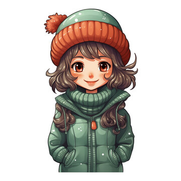 recommend clip art: cute girl wearing Christmas theme illustration clip art