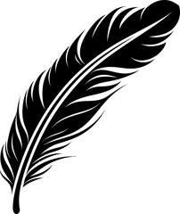 Fototapeta premium Feather silhouette icon in black color. Vector template.