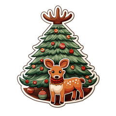 Christmas tree illustration isolated.