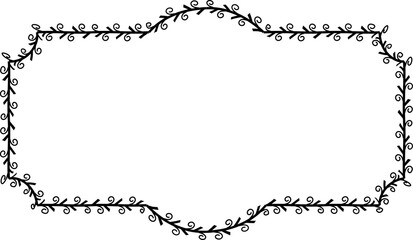 Spiral leaves Branch Square Frame laurel wreath silhouette black horizontal vintage frames flower floral leaf border Botanical Branches ornate leaf Elements design border retro badge decoration isolat