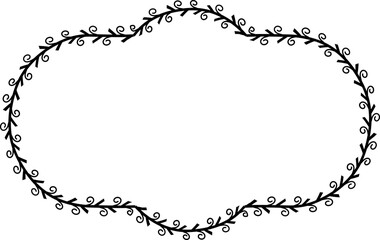 Obraz premium Spiral leaves Branch Square Frame laurel wreath silhouette black horizontal vintage frames flower floral leaf border Botanical Branches ornate leaf Elements design border retro badge decoration isolat