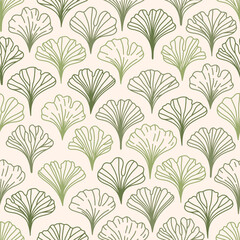 Botanical seamless pattern with hand drawn leaves ginkgo biloba. Natural design at soft and soothing abstract leaf, nature inspired..Print in calm colors - obrazy, fototapety, plakaty