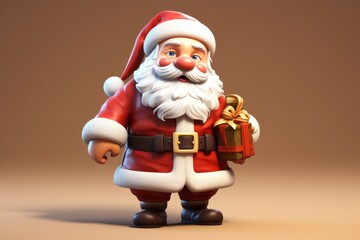 a toy figurine of a santa claus. Ai ilustration. digital painting. Generative AI Artificial Intelligence Artwork